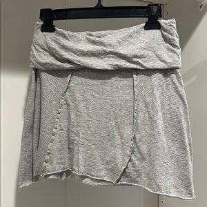 Free People Gray Ruched Asymmetrical fold over Mini Skirt